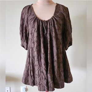 Free People Brown Eyelet Romper